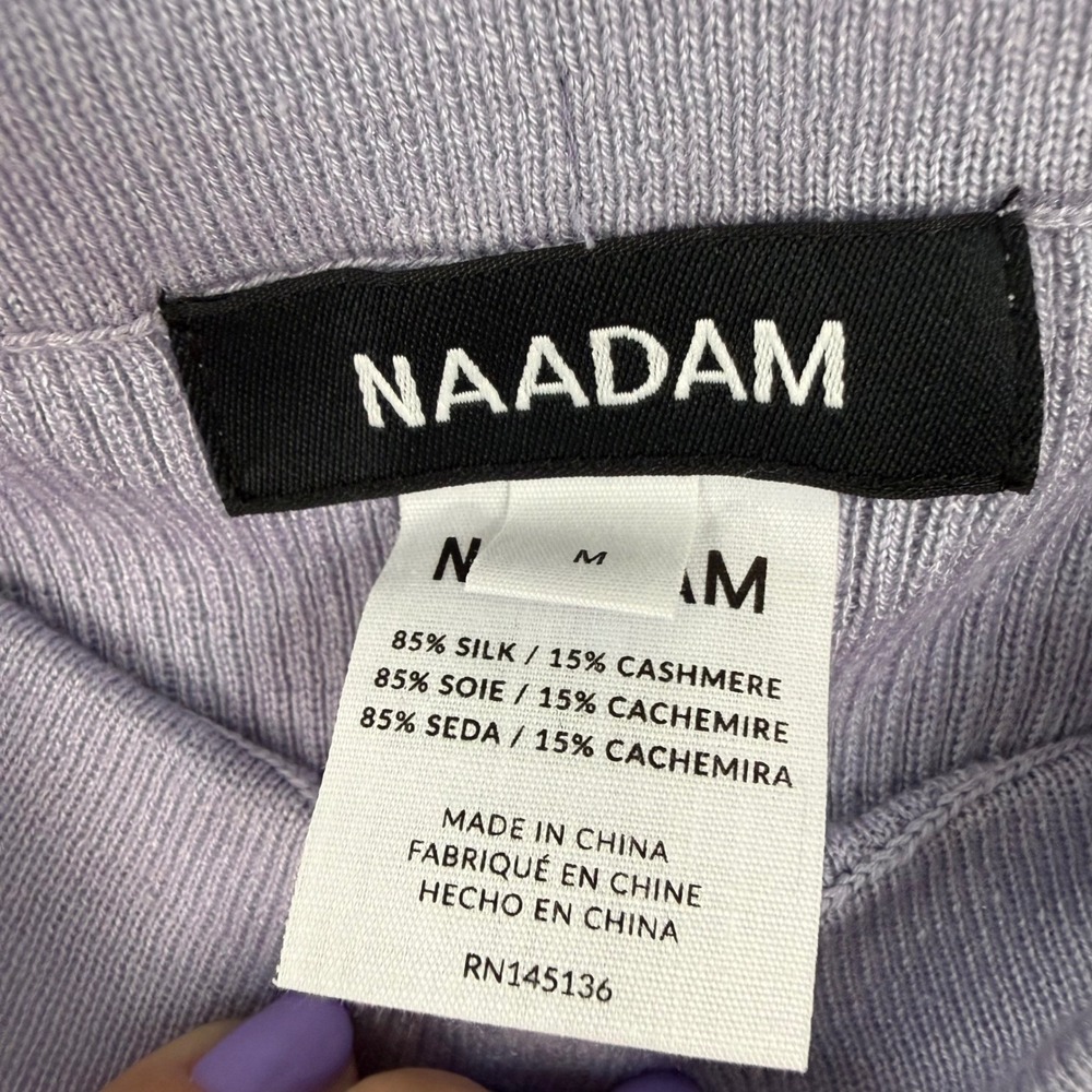 NAADAM Lavender Purple Ribbed Midi Skirt Side Slit Silk Cashmere Size Medium - Picture 8 of 8